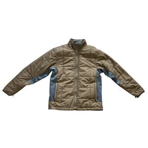 CX2 Jacket Technical Polar Fleece Men's Small Full Zip Pockets Quilted Brown